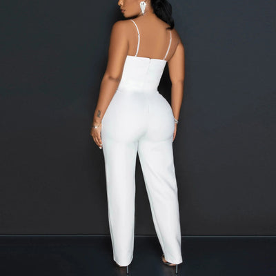 Rhinestone Spaghetti Strap Bowknot Jumpsuit