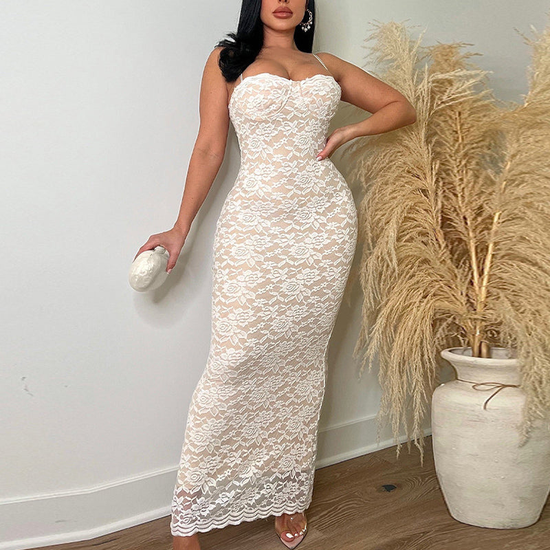 Lace Spaghetti Strap Maxi Dress