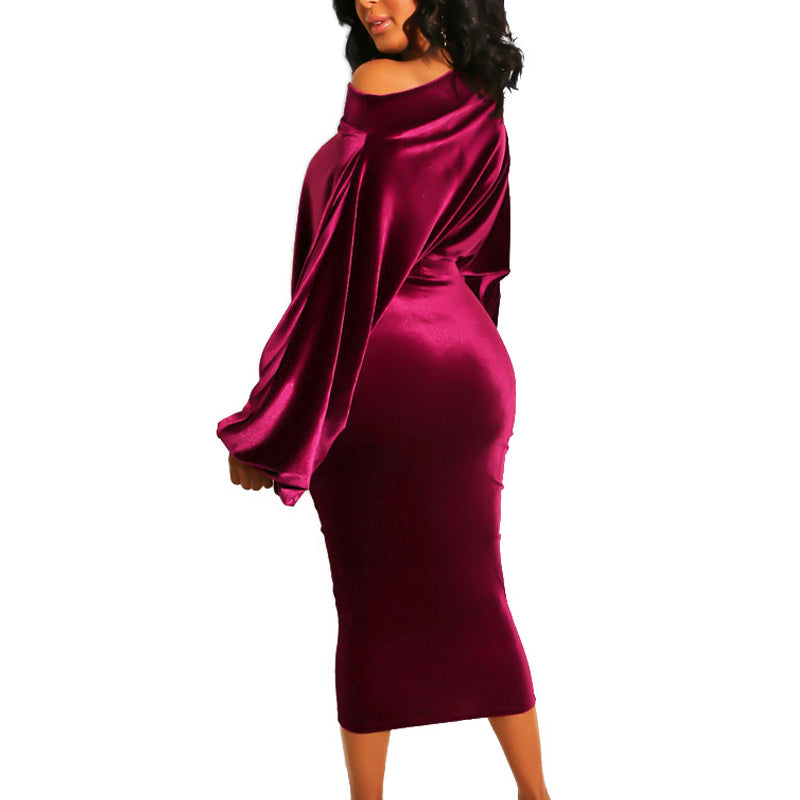 Solid Suede One Shoulder Bodycon Dress