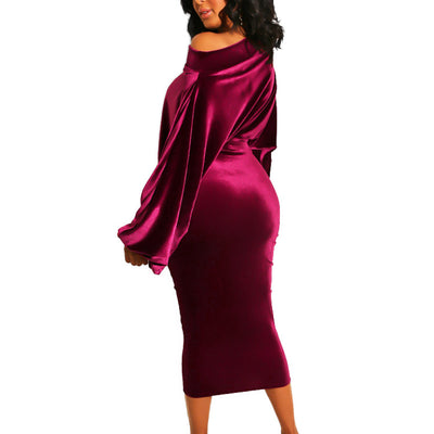 Solid Suede One Shoulder Bodycon Dress