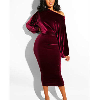 Solid Suede One Shoulder Bodycon Dress