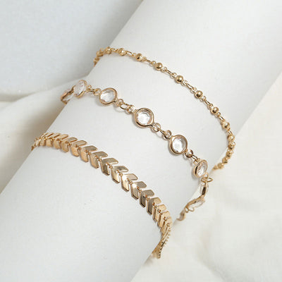 3PCS Leaf Decor Layered Acrylic Chain Anklet Set