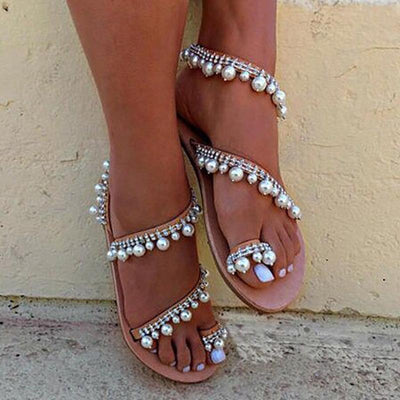 Fashion Pearl Toe Ring Flat Sandals - Shop Shiningbabe - Womens Fashion Online Shopping Offering Huge Discounts on Shoes - Heels, Sandals, Boots, Slippers; Clothing - Tops, Dresses, Jumpsuits, and More.
