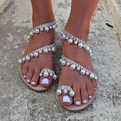 Fashion Pearl Toe Ring Flat Sandals - Shop Shiningbabe - Womens Fashion Online Shopping Offering Huge Discounts on Shoes - Heels, Sandals, Boots, Slippers; Clothing - Tops, Dresses, Jumpsuits, and More.