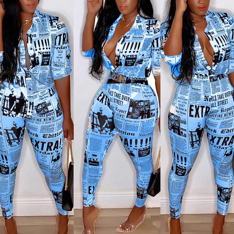 Colorblock Paper Pattern Two Piece Set