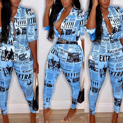 Colorblock Paper Pattern Two Piece Set