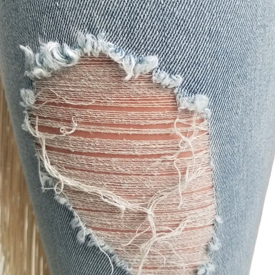 Tassel Cutout Ripped Denim Pants