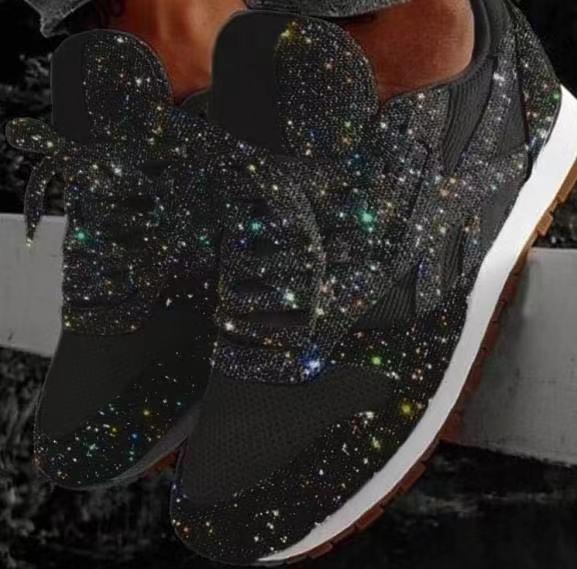 Crystal Sequined Casual Sneakers - Cherrybetty