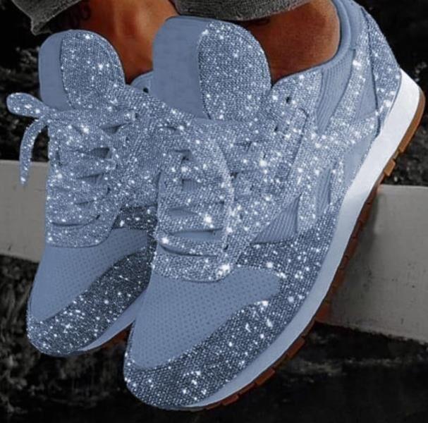 Crystal Sequined Casual Sneakers - Cherrybetty