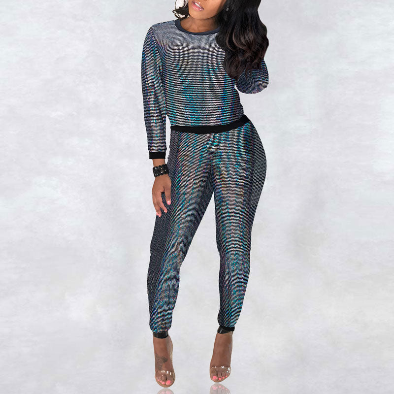Sequins Long Sleeve Top & Pants Set
