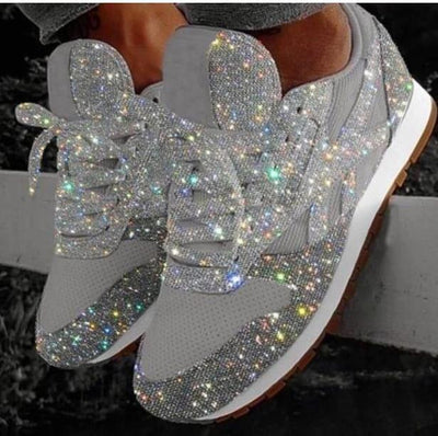 Crystal Sequined Casual Sneakers - Cherrybetty