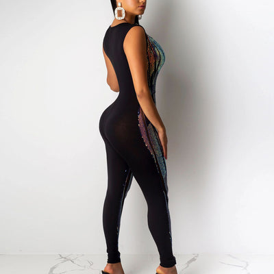 Sequins V-neck Sleeveless Party Evening Jumpsuit