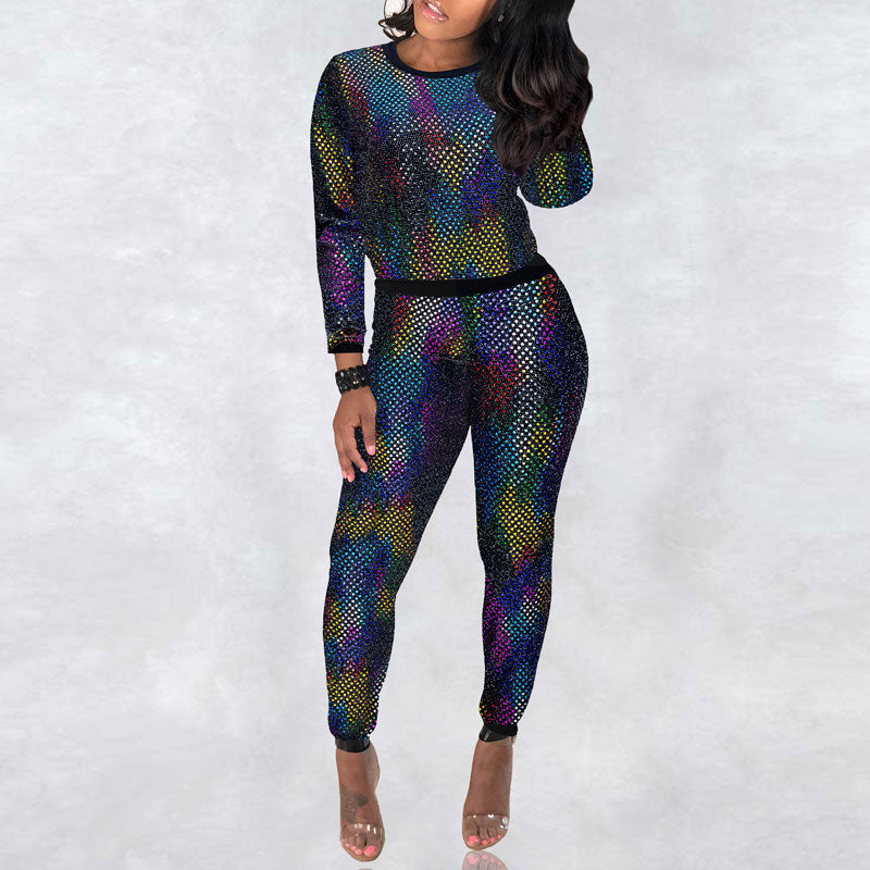 Sequins Long Sleeve Top & Pants Set