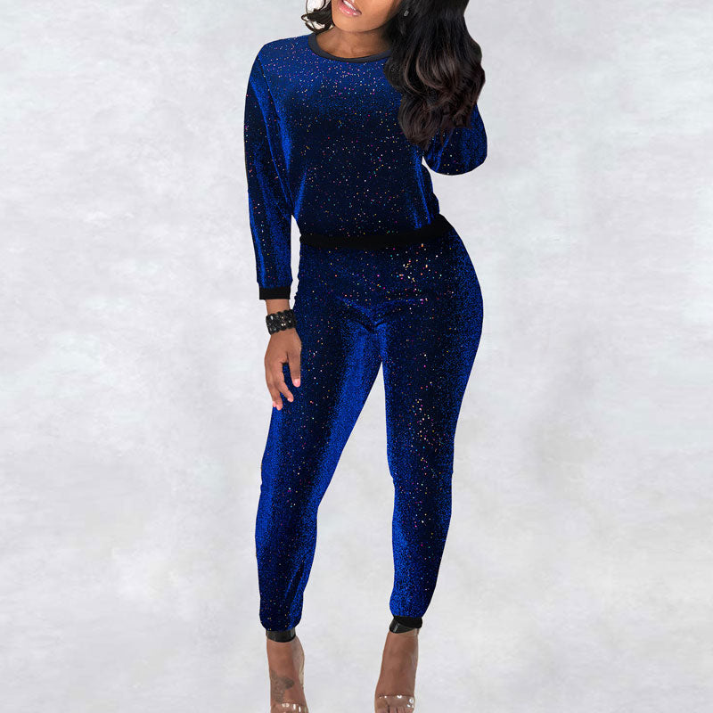 Sequins Long Sleeve Top & Pants Set