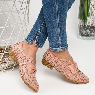Fashion Pointed Toe Bow Hollow Out Shoes - Cherrybetty