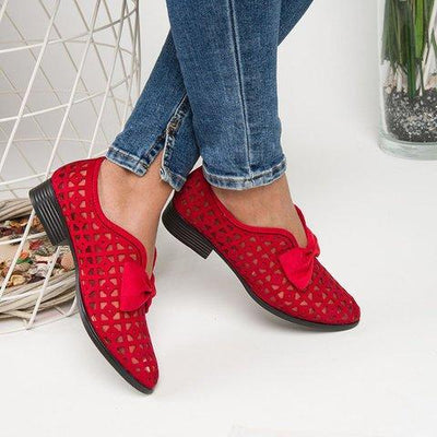 Fashion Pointed Toe Bow Hollow Out Shoes - Cherrybetty