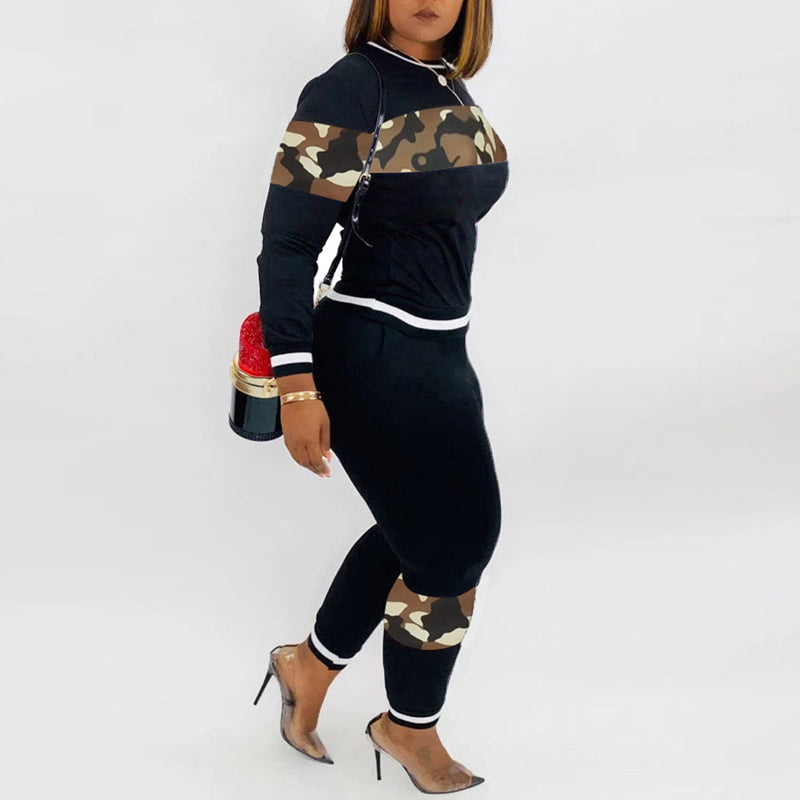 Leopard Patchwork Long Sleeve Top & Pants Set