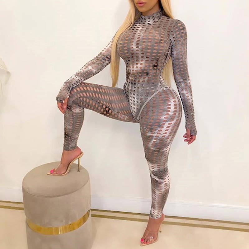 Tie Dye Print Long Sleeve Hollow Out Two Piece Set