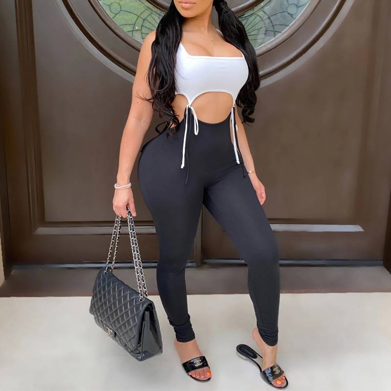 Colorblock Sleeveless Tube Top & Pants Set