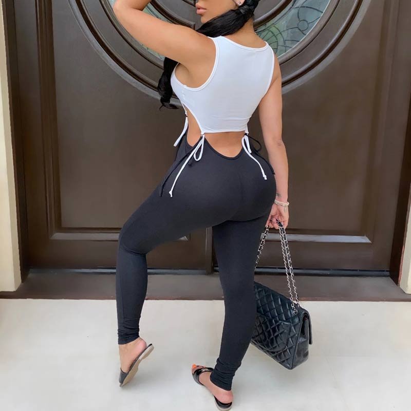 Colorblock Sleeveless Tube Top & Pants Set