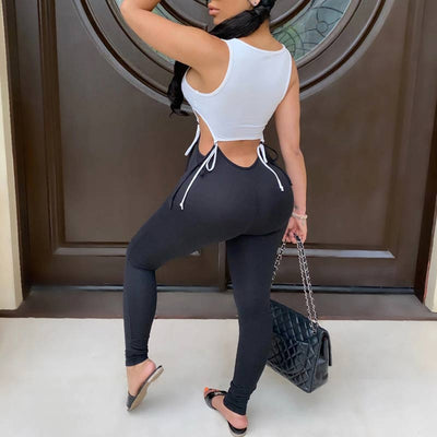 Colorblock Sleeveless Tube Top & Pants Set