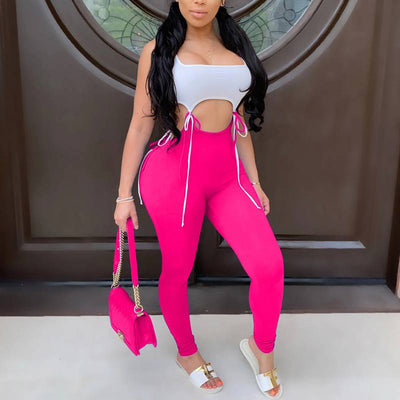 Colorblock Sleeveless Tube Top & Pants Set