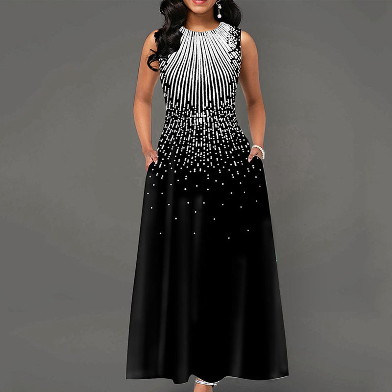 Floral Print Round Neck Half Sleeve Maxi Dress