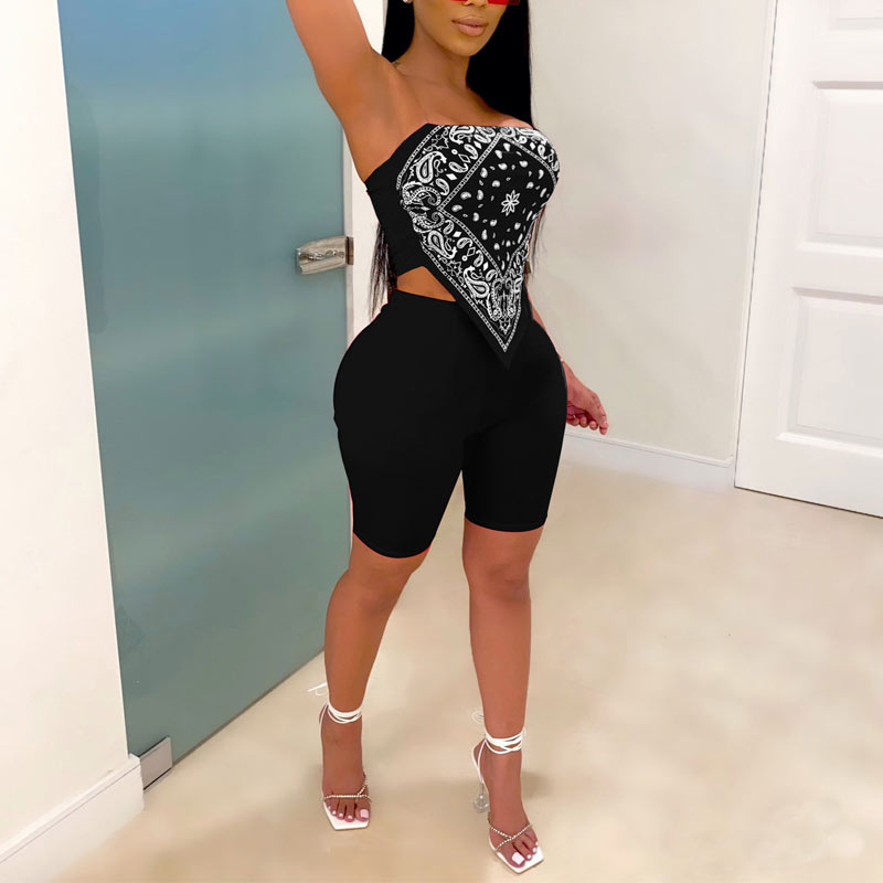 Solid Print Tube Top & Shorts Set