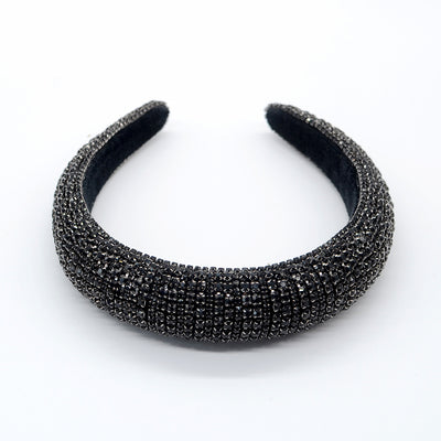 Shiny Rhinestone Headband Sparkly Crystal Wide Hairband Thick Padded Hair Hoop