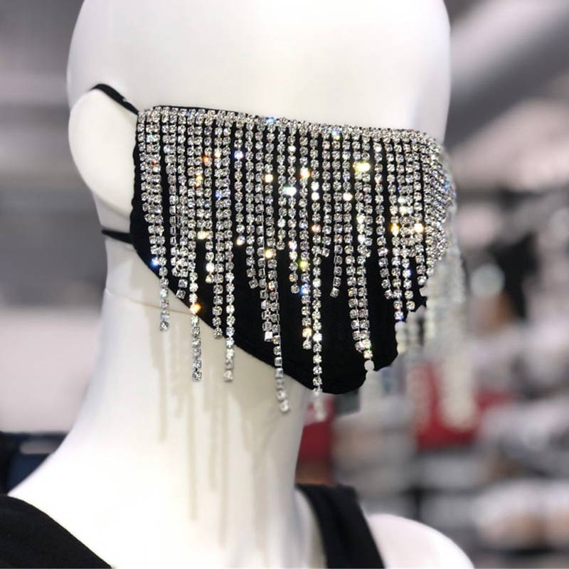 Rhinestone Tassel Design Mask