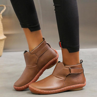 Women Fashion PU Buckle boots - Cherrybetty