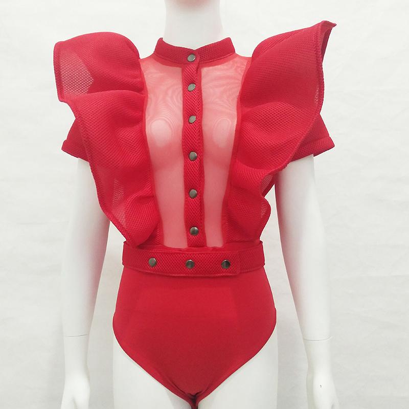 Sexy Lotus Leaf Sleeve Mesh Jumpsuit - Shop Shiningbabe - Womens Fashion Online Shopping Offering Huge Discounts on Shoes - Heels, Sandals, Boots, Slippers; Clothing - Tops, Dresses, Jumpsuits, and More.