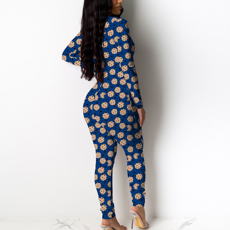 Butterfly Print Deep V-Neck Jumpsuit