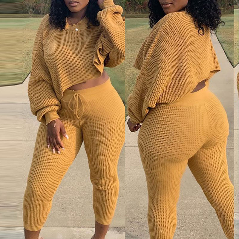 Solid Long Sleeve Loose Top & Pants Set