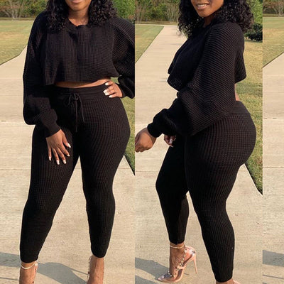 Solid Long Sleeve Loose Top & Pants Set