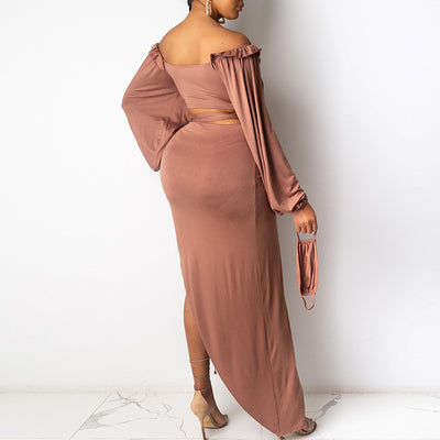 Solid Bandage Crop Top & Skirt Set