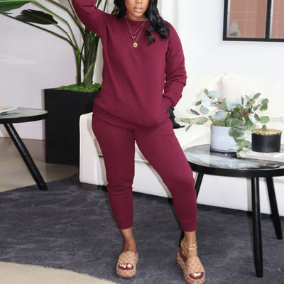 Solid Long Sleeve Top & Pants Set