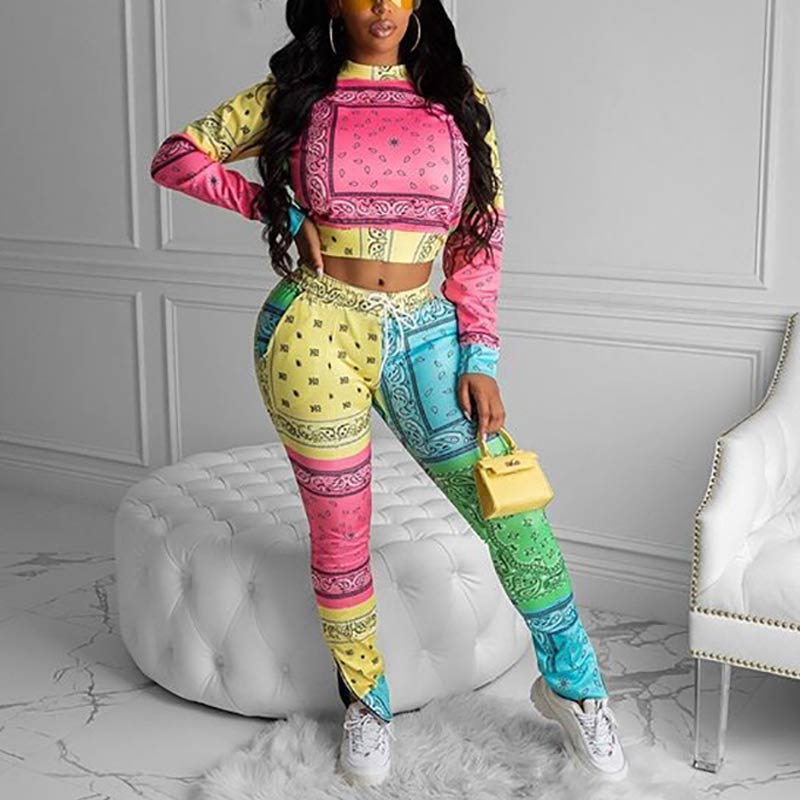 Colorblock Long Sleeve Top & Pants Set