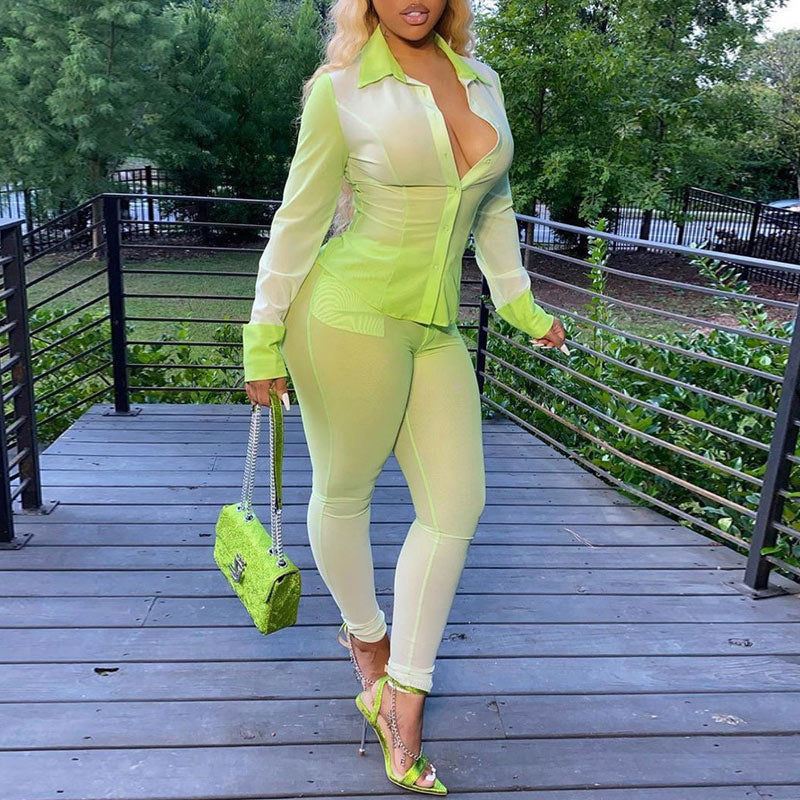 Gradient Color Pocket Design Two Piece Set