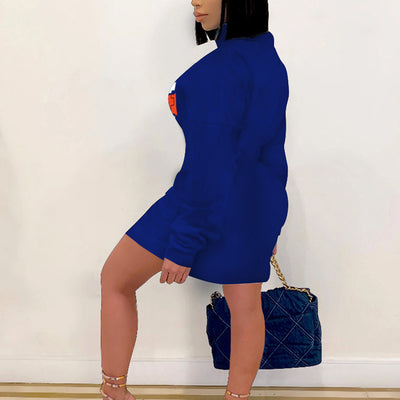Letter Print Zipper Design Bodycon Dress