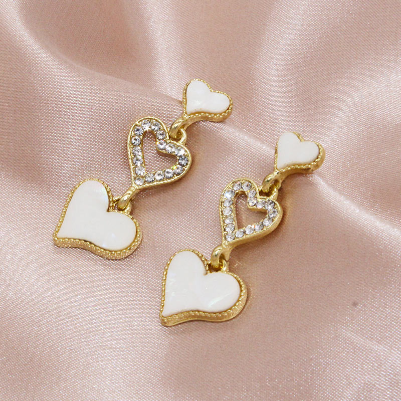 Heart Pattern Studded Cutout Drop Earrings