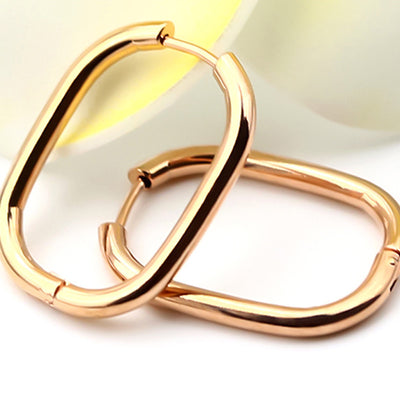 Solid Oval Design Drop Earrings