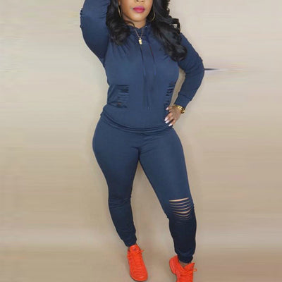Solid Zipper Design Cut Out Crop Top & Pants Set