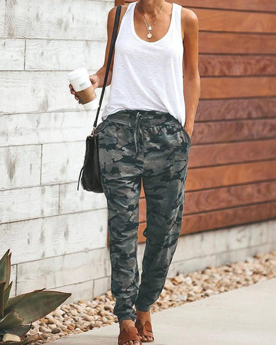 Camo Print Drawstring Casual Pants - Shop Shiningbabe - Womens Fashion Online Shopping Offering Huge Discounts on Shoes - Heels, Sandals, Boots, Slippers; Clothing - Tops, Dresses, Jumpsuits, and More.