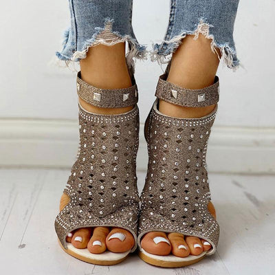 Rivet Detail Cutout Flat Sandals - Shop Shiningbabe - Womens Fashion Online Shopping Offering Huge Discounts on Shoes - Heels, Sandals, Boots, Slippers; Clothing - Tops, Dresses, Jumpsuits, and More.