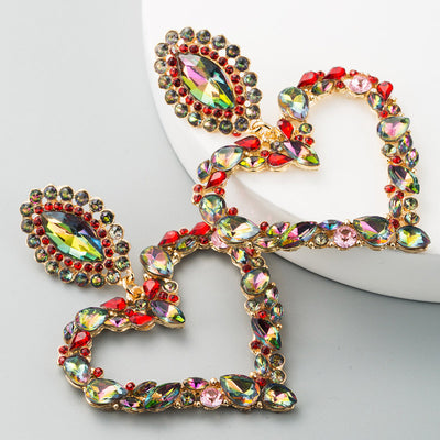 Heart Pattern Studded Drop Earring