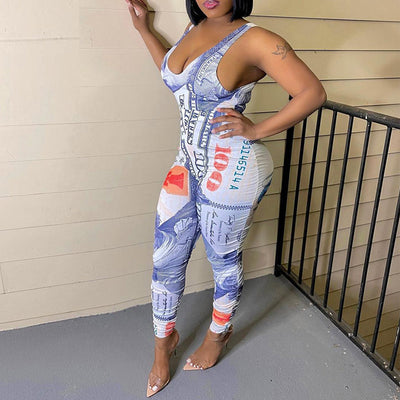 Sexy Printed Sleeveless Jumpsuit
