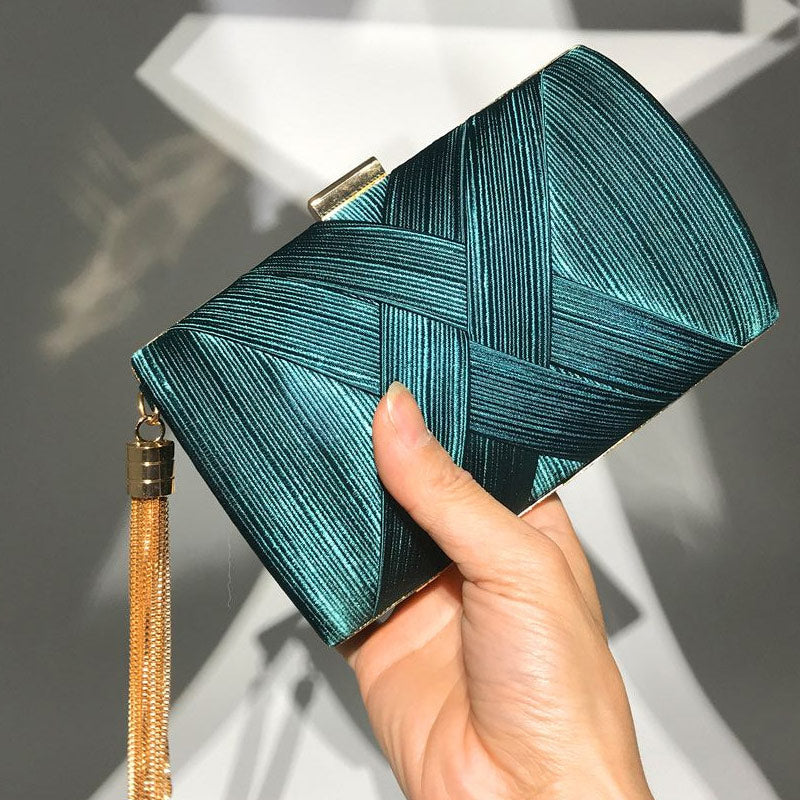 Fashion Satin Tassel Design Evening Bag