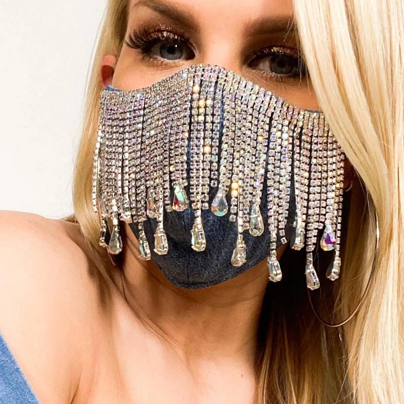Rhinestone Tassel Design Mask