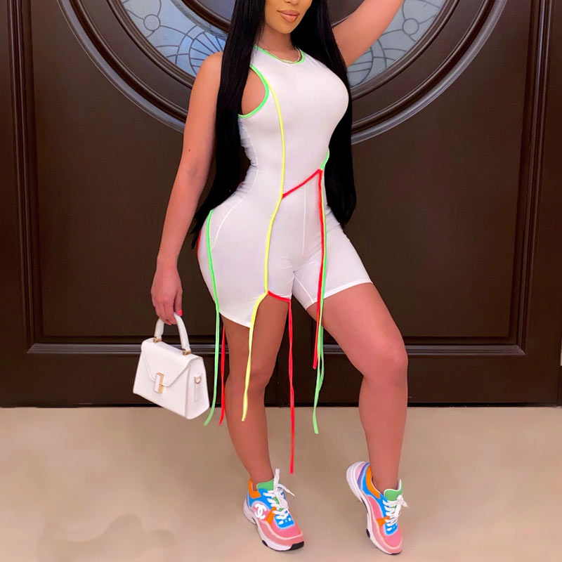 Colorblock Sleeveless Sports Romper